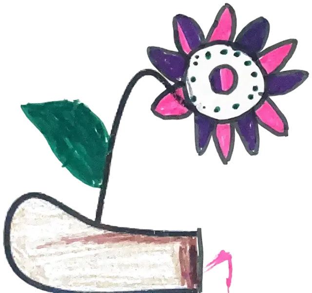 Ficha «No es un sombrero»: flor violeta que sale de un sombrero