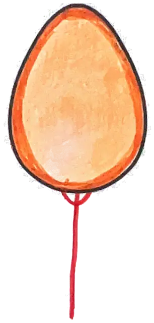Ficha «No es un huevo»: globo color durazno con hilo rojo