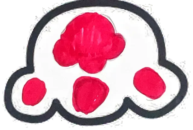 Ficha «No es un helado»: huella de oso rosa y roja
