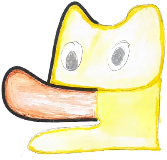 Ficha «No es un sombrero»: pato amarillo con pico naranja
