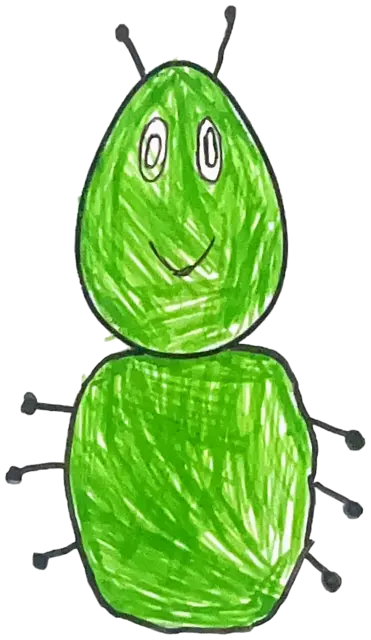 Ficha «No es un huevo»: Pou oruga verde